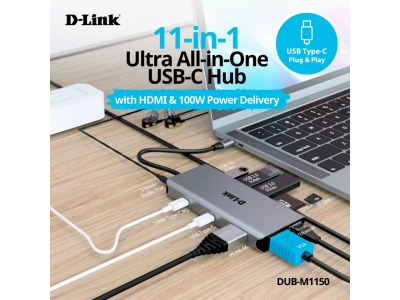 Hub Docking Station USB-C 11 trong 1 - DUB-M1150