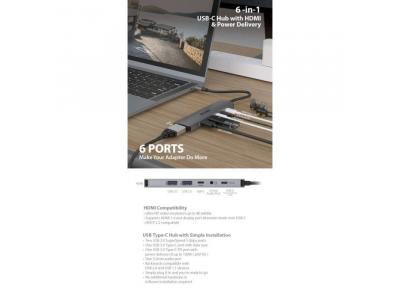 Hub USB-C 6 trong 1 có HDMI/Power Delivery - DUB-M650