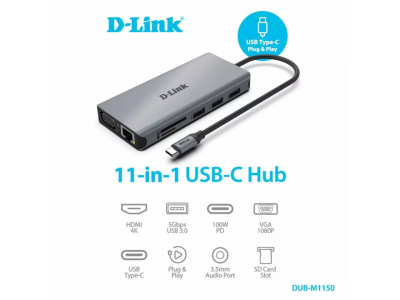 Hub Docking Station USB-C 11 trong 1 - DUB-M1150