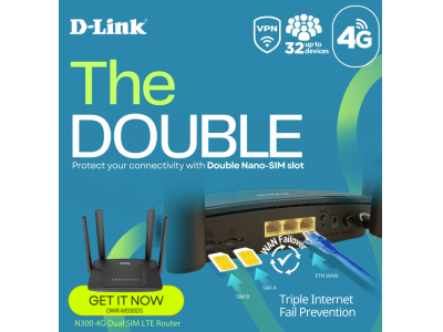 D-Link 4G LTE Wi-Fi Dual-SIM Mobile Router - DWR-M930DS